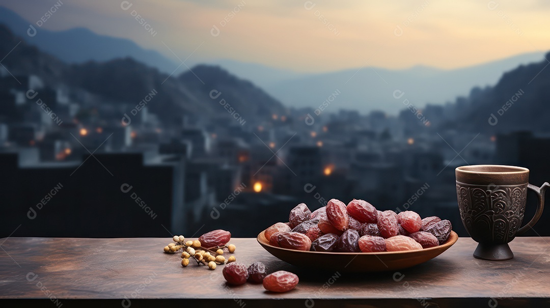 Mesa com decoração para a festa muçulmana.