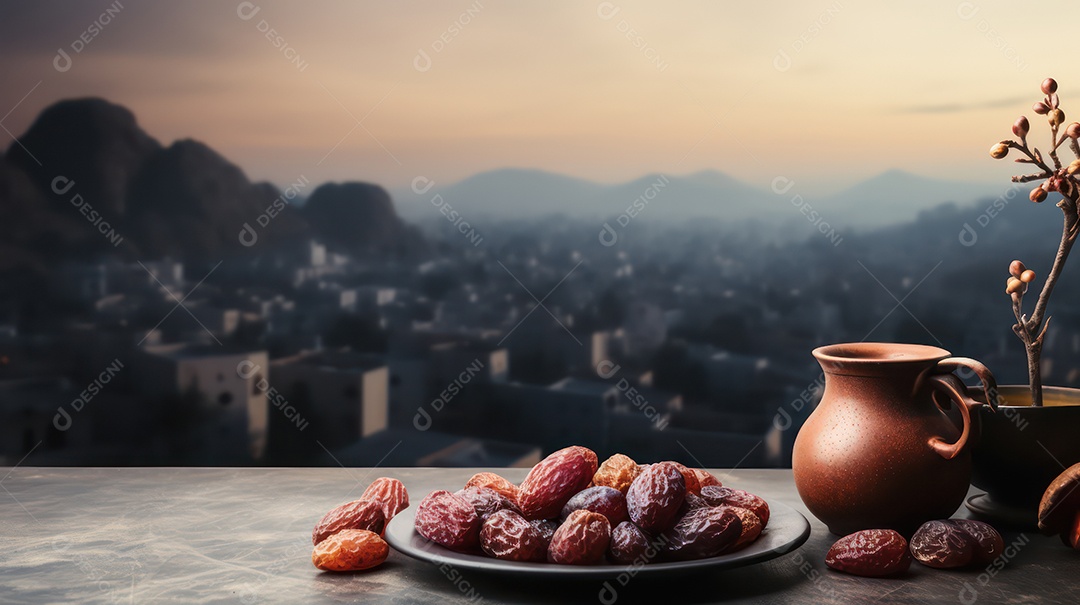 Mesa com decoração para a festa muçulmana.
