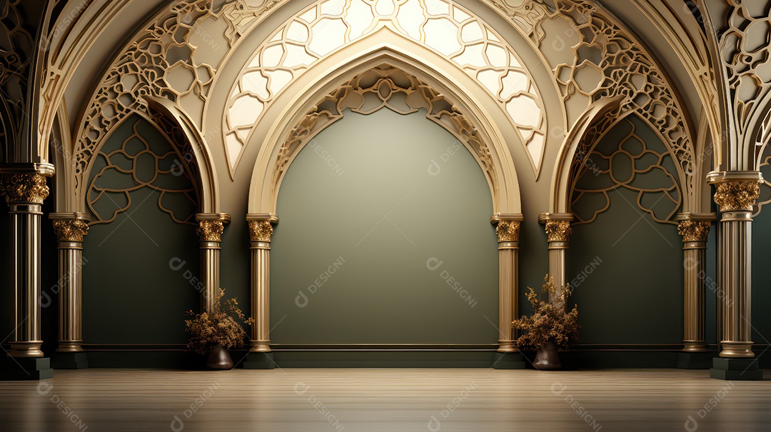 Arquitetura de entrada grande, para fundo islâmico de entrada interna.