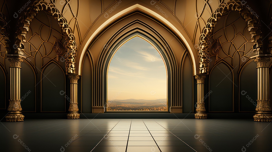Arquitetura islâmica de entrada interna grande.