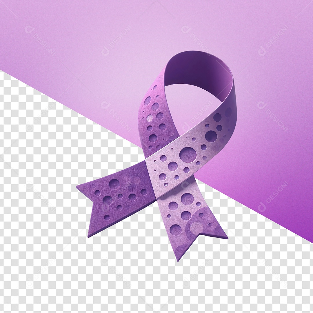 Fita Roxa Conceito ao Janeiro Roxo Elemento 3D para Composição PSD