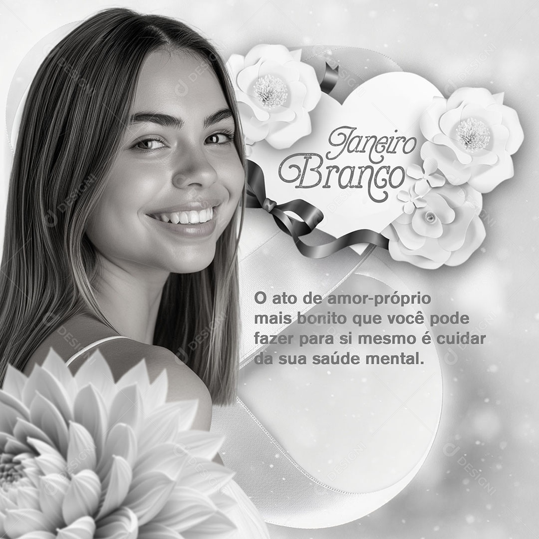 Janeiro Branco Mês de Conscientização a Saúde Mental Social Media PSD Editável