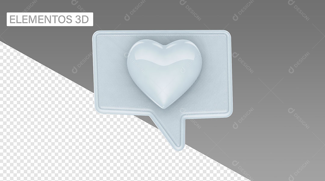 Text Box and White Heart 3D Element for PSD Composition