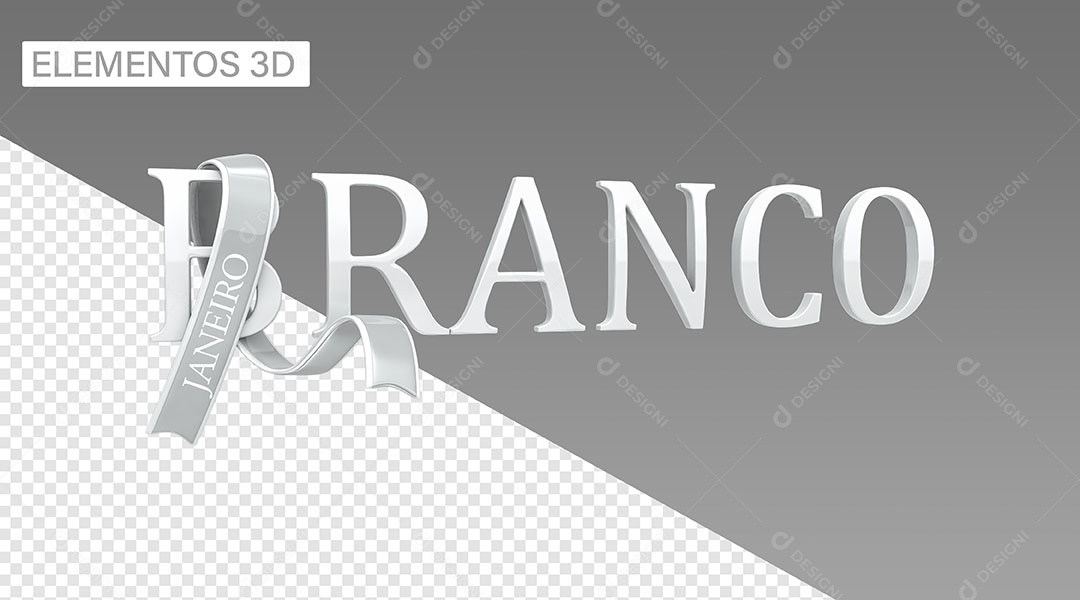 Janeiro Branco Elemento 3D para Composição PSD