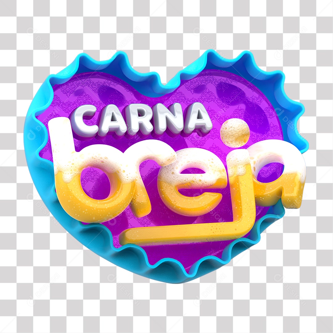 Carna Breja Selo 3D Colorido para Composição PNG Transparente