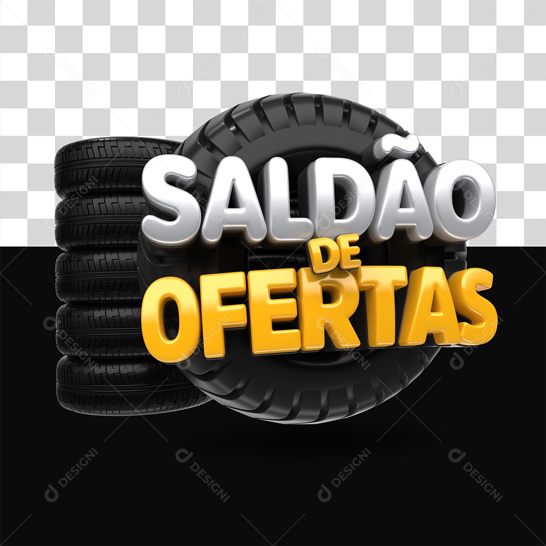 Selo 3D Saldão De Ofertas Cinza e Amarelo para Composição PSD