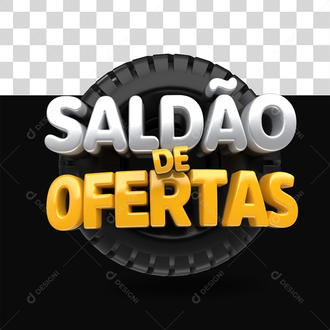 Saldão De Ofertas Selo 3D Cinza e Amarelo para Composição PSD