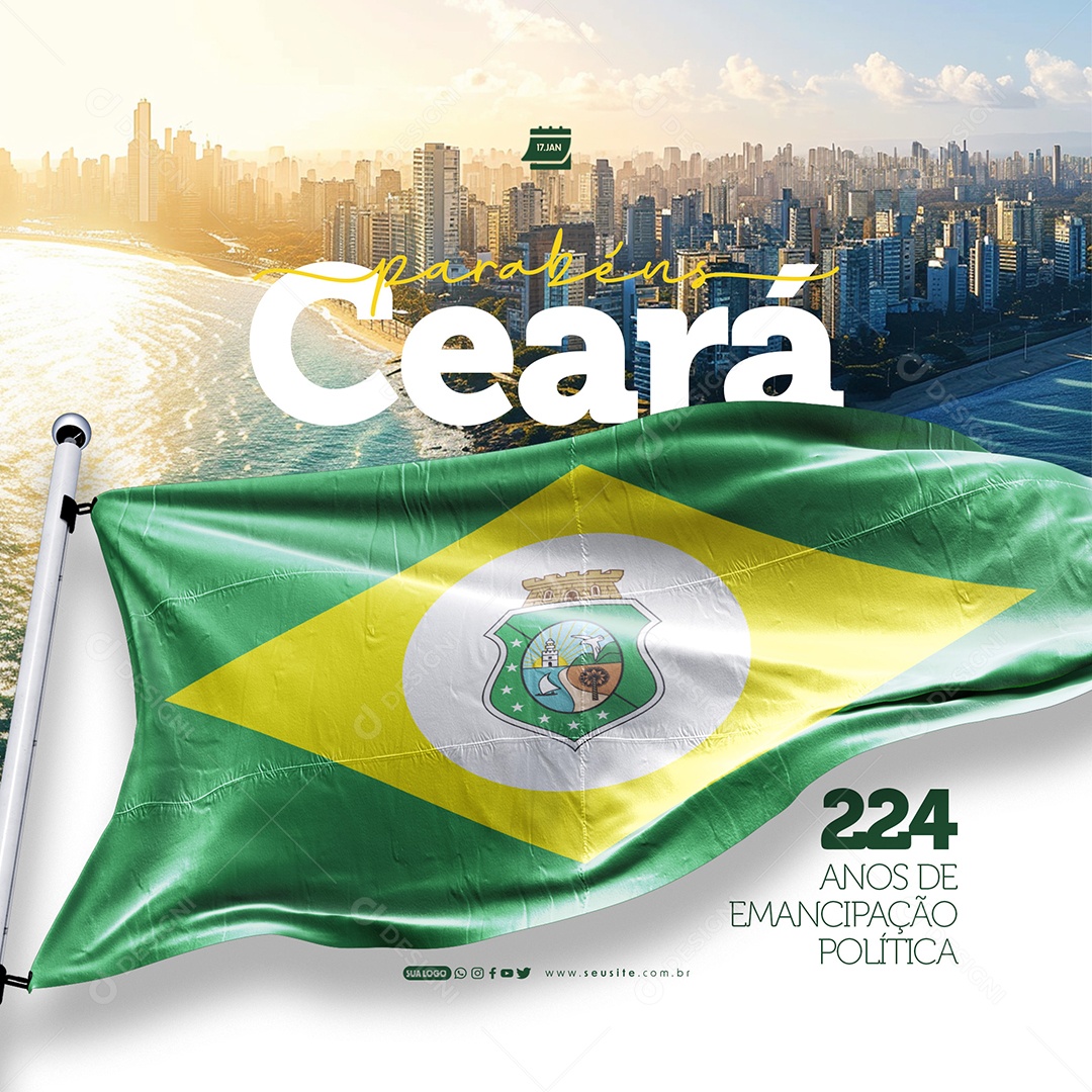 Social Media Parabéns Ceará 224 Anos De Emancipação PSD Editável