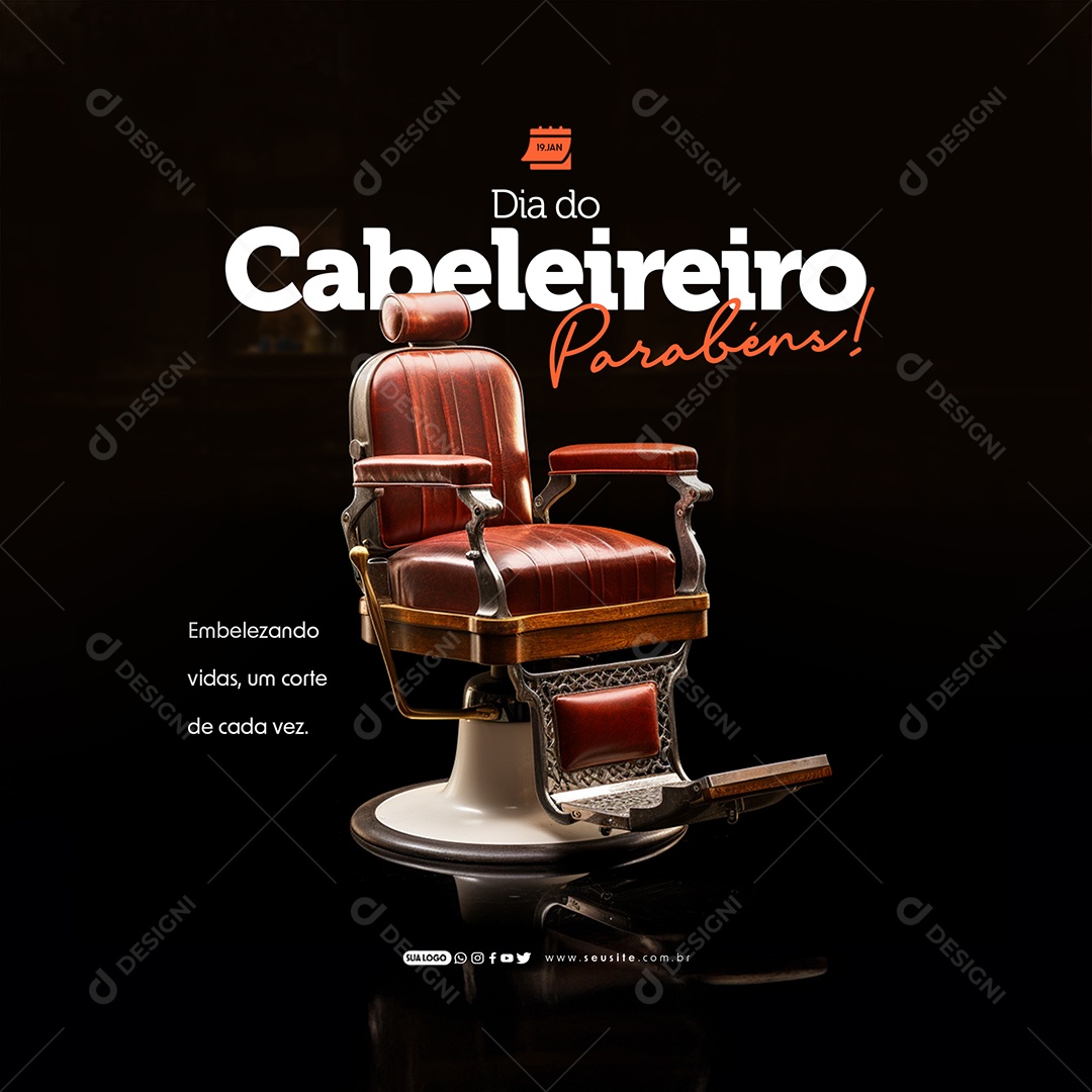 Social Media Dia Do Cabeleireiro 19 De Janeiro PSD Editável