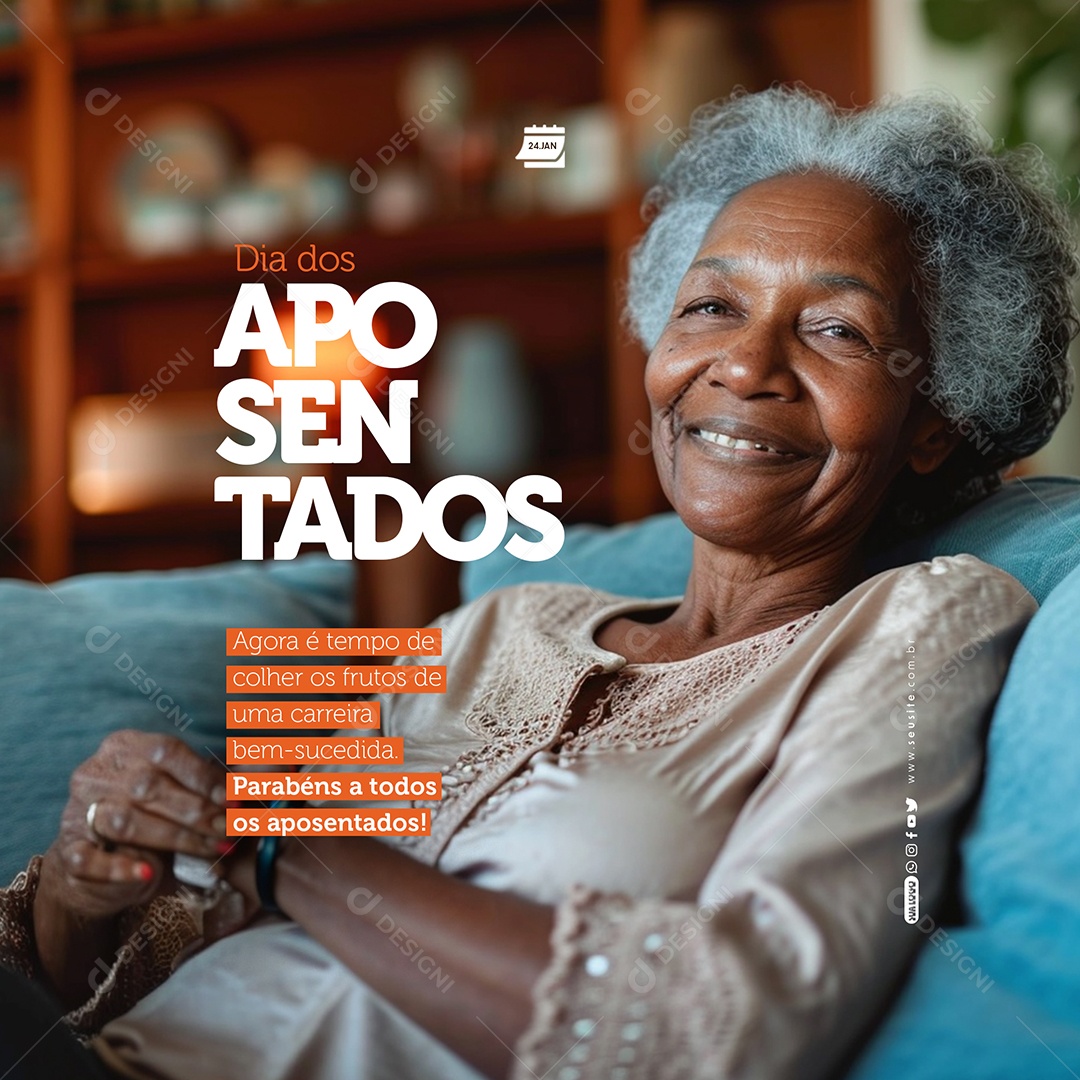 Social Media Feed 24 De Janeiro Dia Dos Aposentados PSD Editável