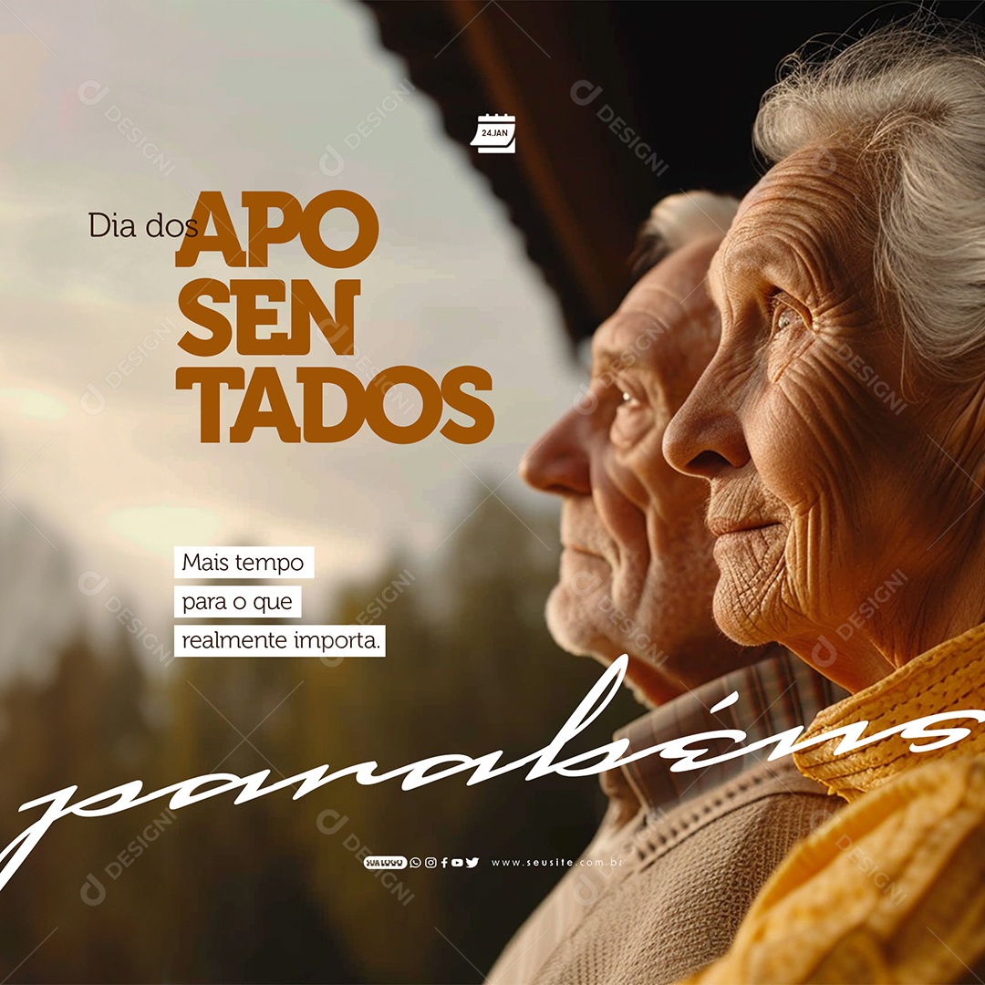 Social Media Feed Dia Dos Aposentados Mais Tempo PSD Editável