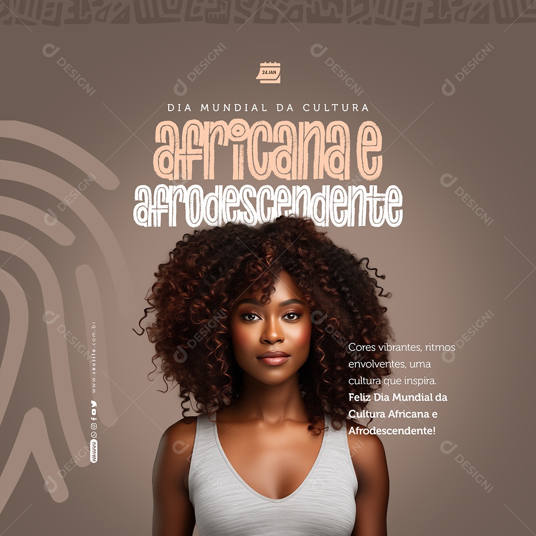 Social Media Feed Dia Mundial Da Cultura Africana e Afrodescendentes PSD Editável