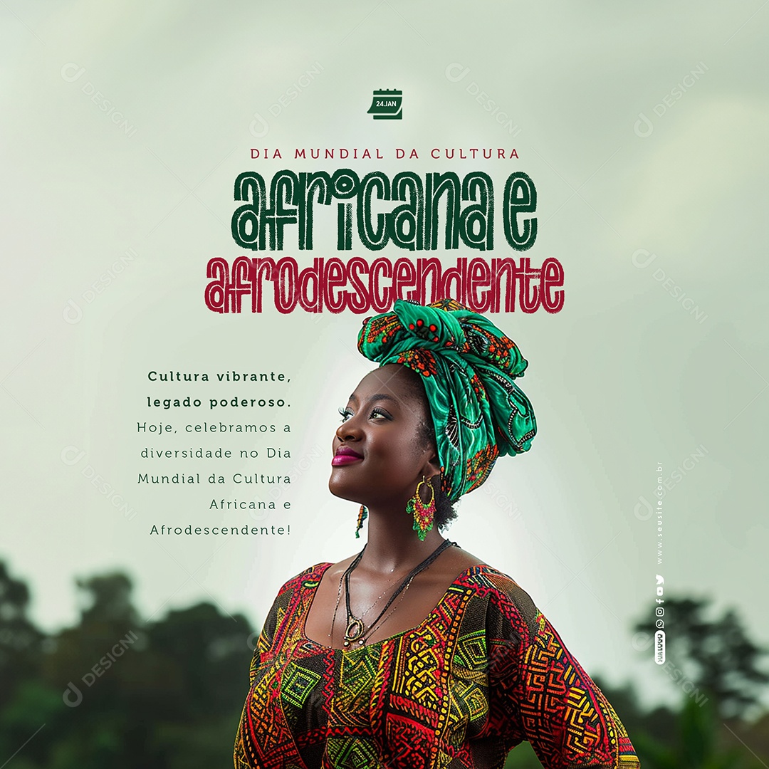 Feed Cultura Vibrante Dia Mundial Da Cultura Africana e Afrodescendente Social Media PSD Editável