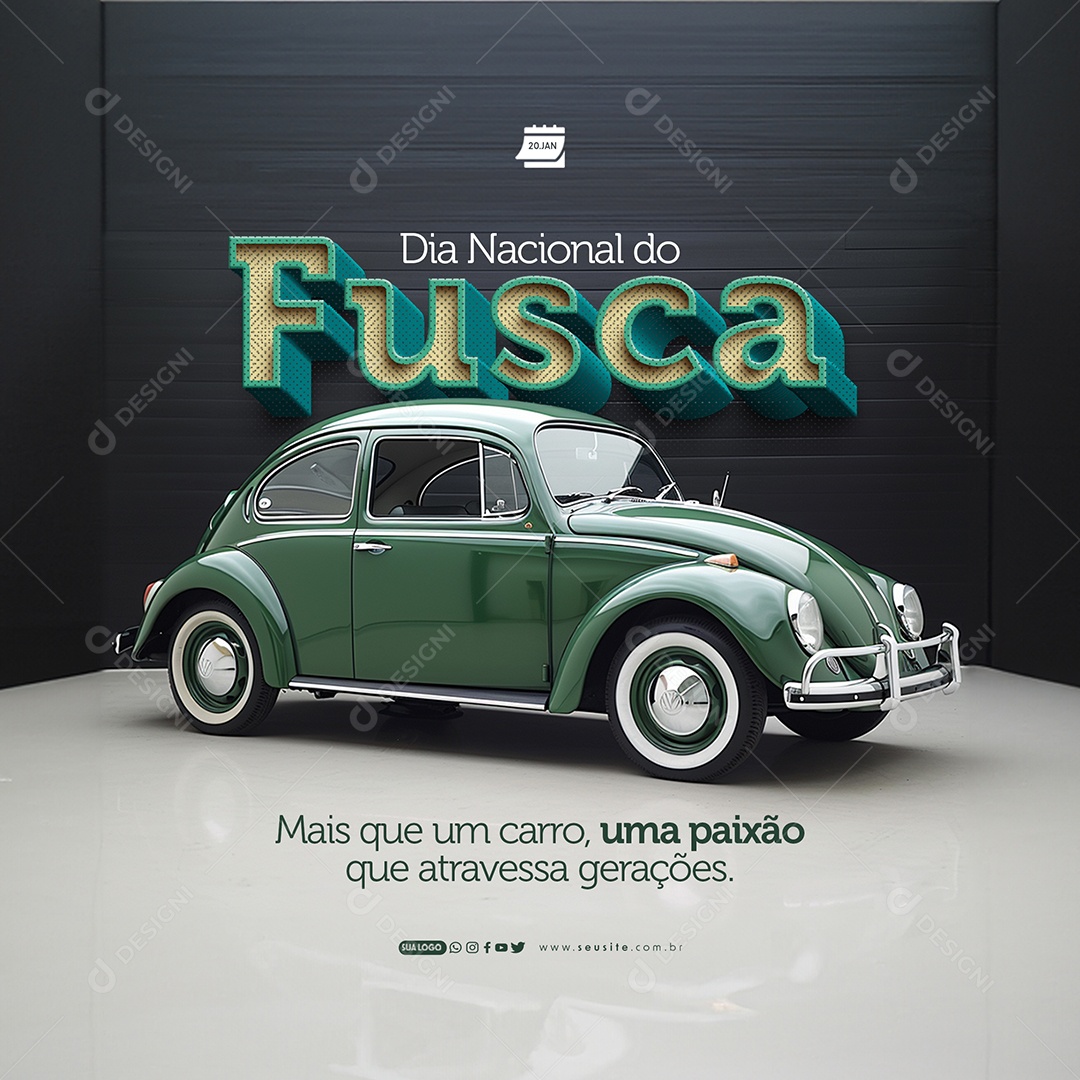 Social Media Feed Dia Nacional Do Fusca Uma Paixão PSD Editável