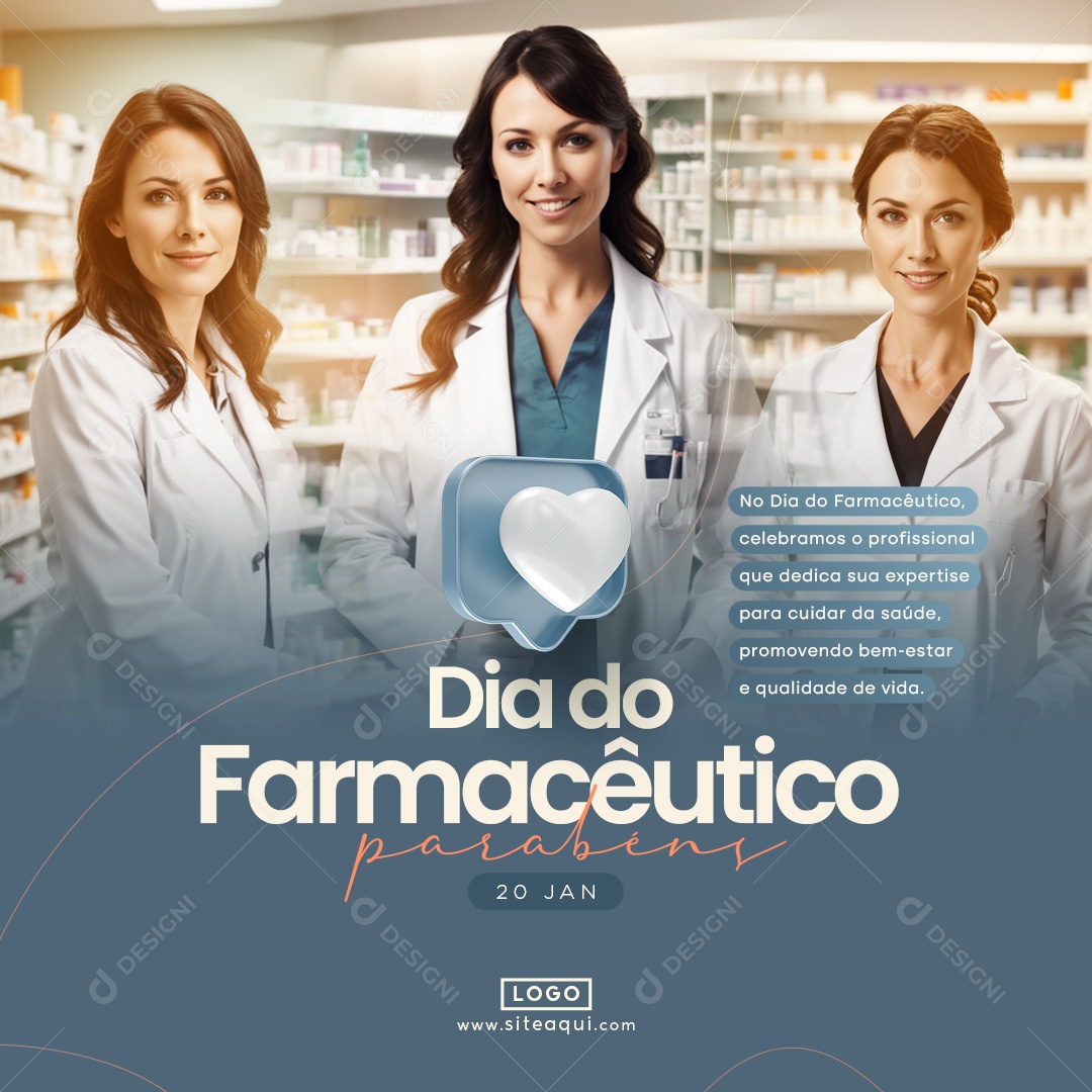 Dia Do Farmacêutico Parabéns 20 De Janeiro dedica sua expertise Social Media PSD Editável