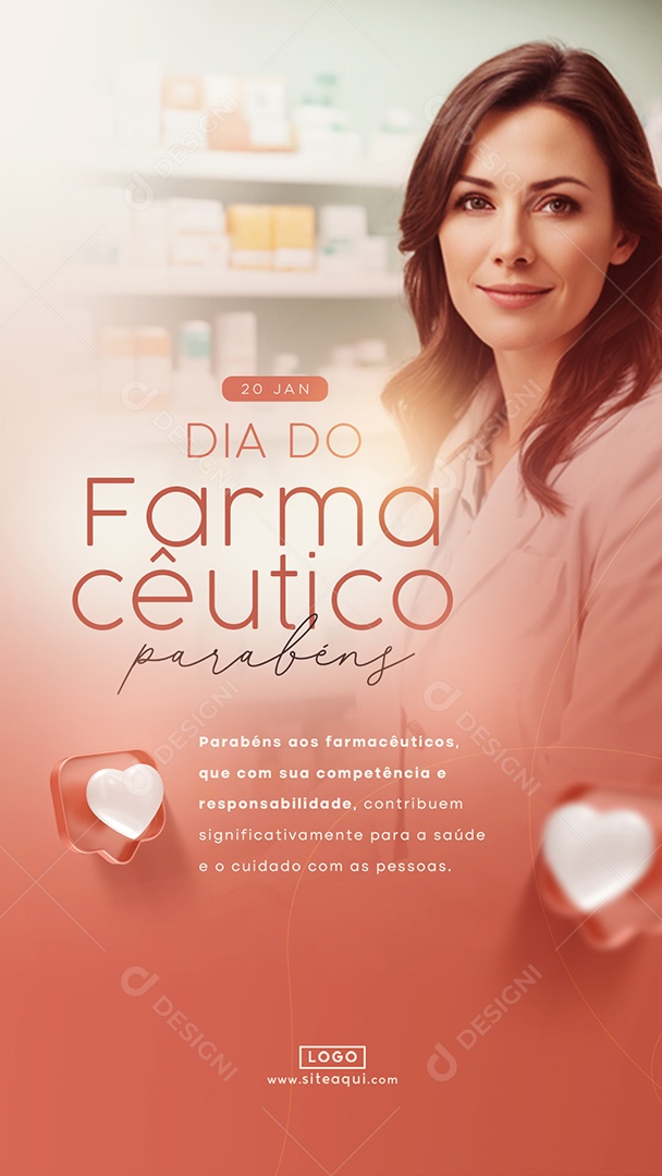 Story Dia Do Farmacêutico 20 De Janeiro Parabéns aos farmacêuticos Social Media PSD Editável
