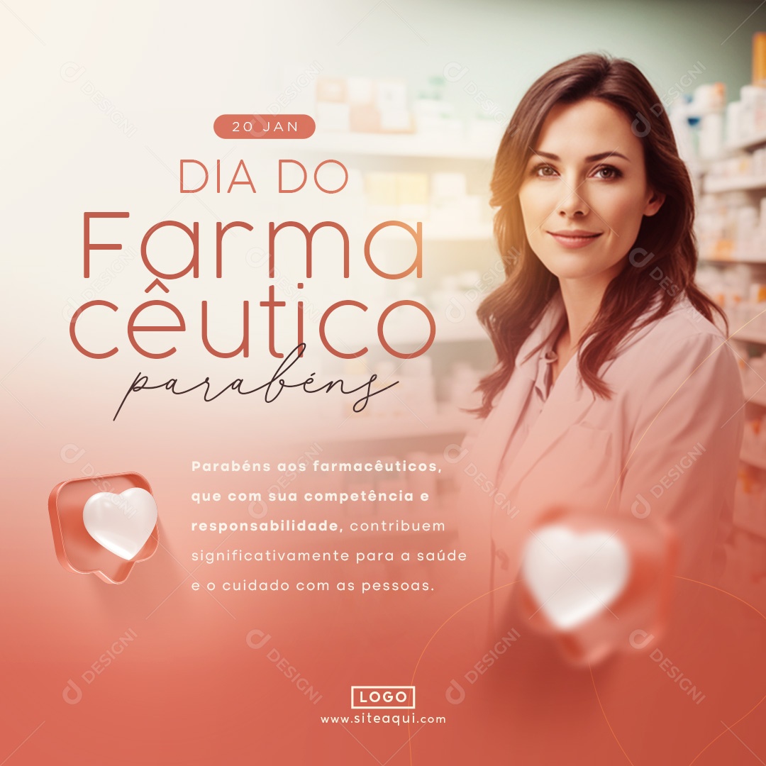 Dia Do Farmacêutico 20 De Janeiro Parabéns aos farmacêuticos Social Media PSD Editável