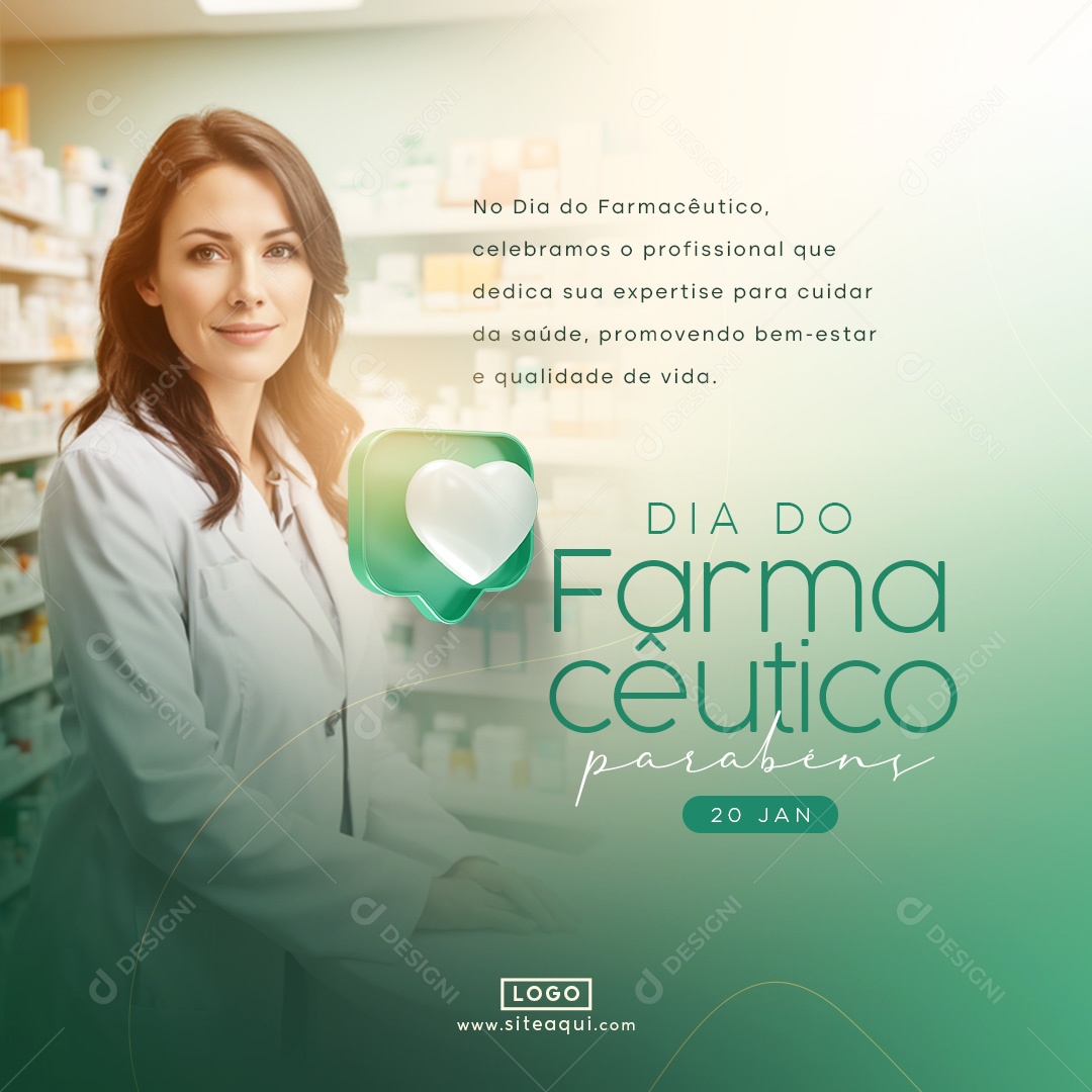 Dia Do Farmacêutico 20 De Janeiro celebramos o profissional Social Media PSD Editável