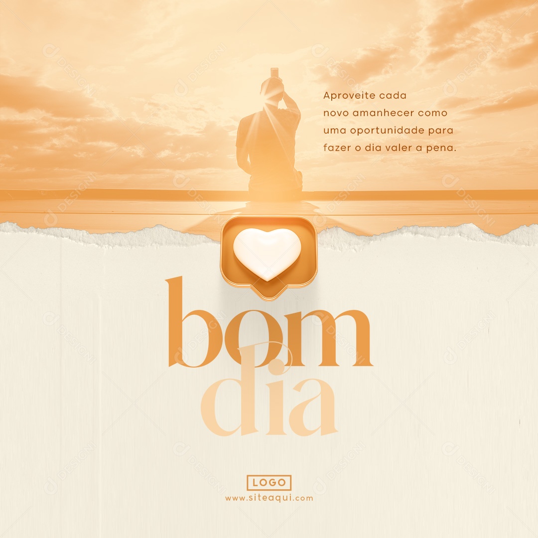 Frase Motivacional Bom Dia Aproveite cada novo amanhecer Social Media PSD Editável