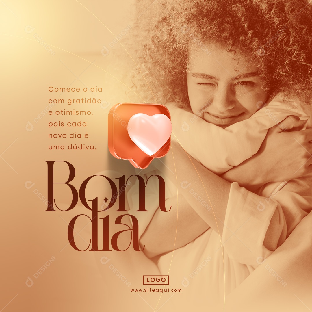 Frase Motivacional Bom Dia Comece o dia com gratidão e otimismo Social Media PSD Editável
