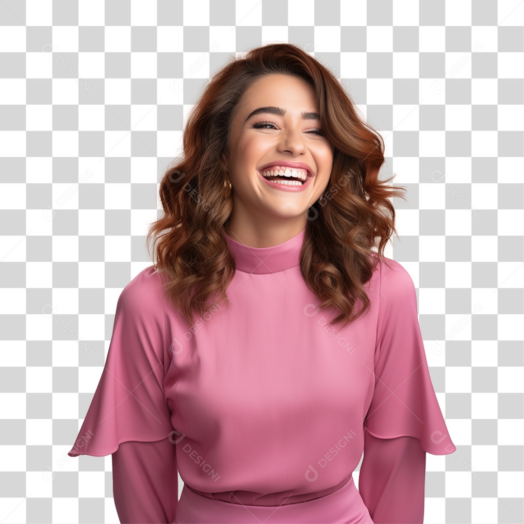 Mulher de Blusa Rosa Dia Internacional da Mulher PNG Transparente