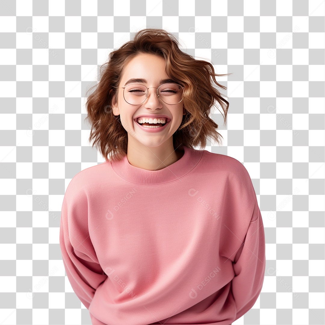 Mulher de Blusa Rosa Dia Internacional da Mulher PNG Transparente