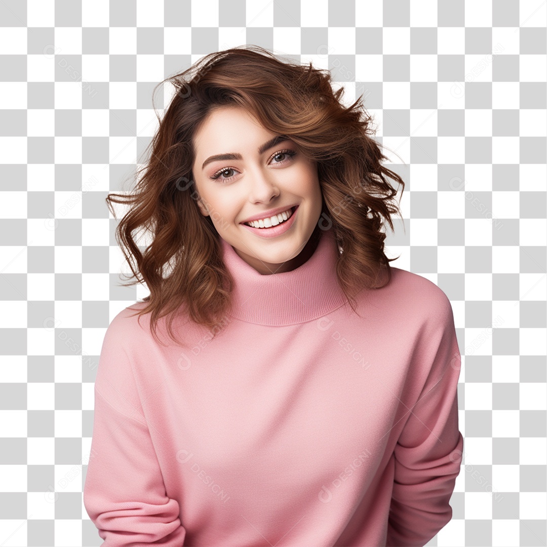 Mulher de Blusa Rosa Dia Internacional da Mulher PNG Transparente