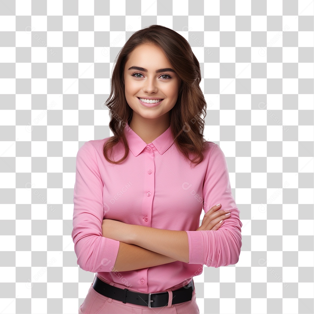 Mulher de Blusa Rosa Dia Internacional da Mulher PNG Transparente