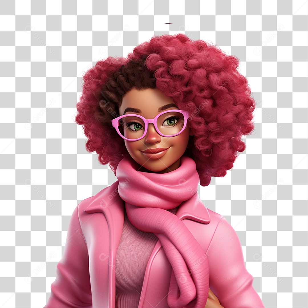 Mulher de Blusa Rosa Dia Internacional da Mulher PNG Transparente