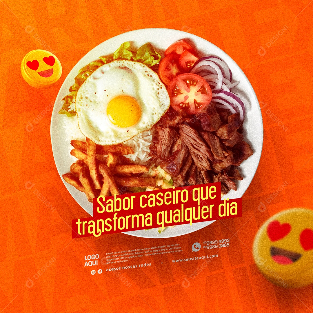 Marmitex Restaurante Sabor caseiro que transforma qualquer dia Social Media PSD Editável