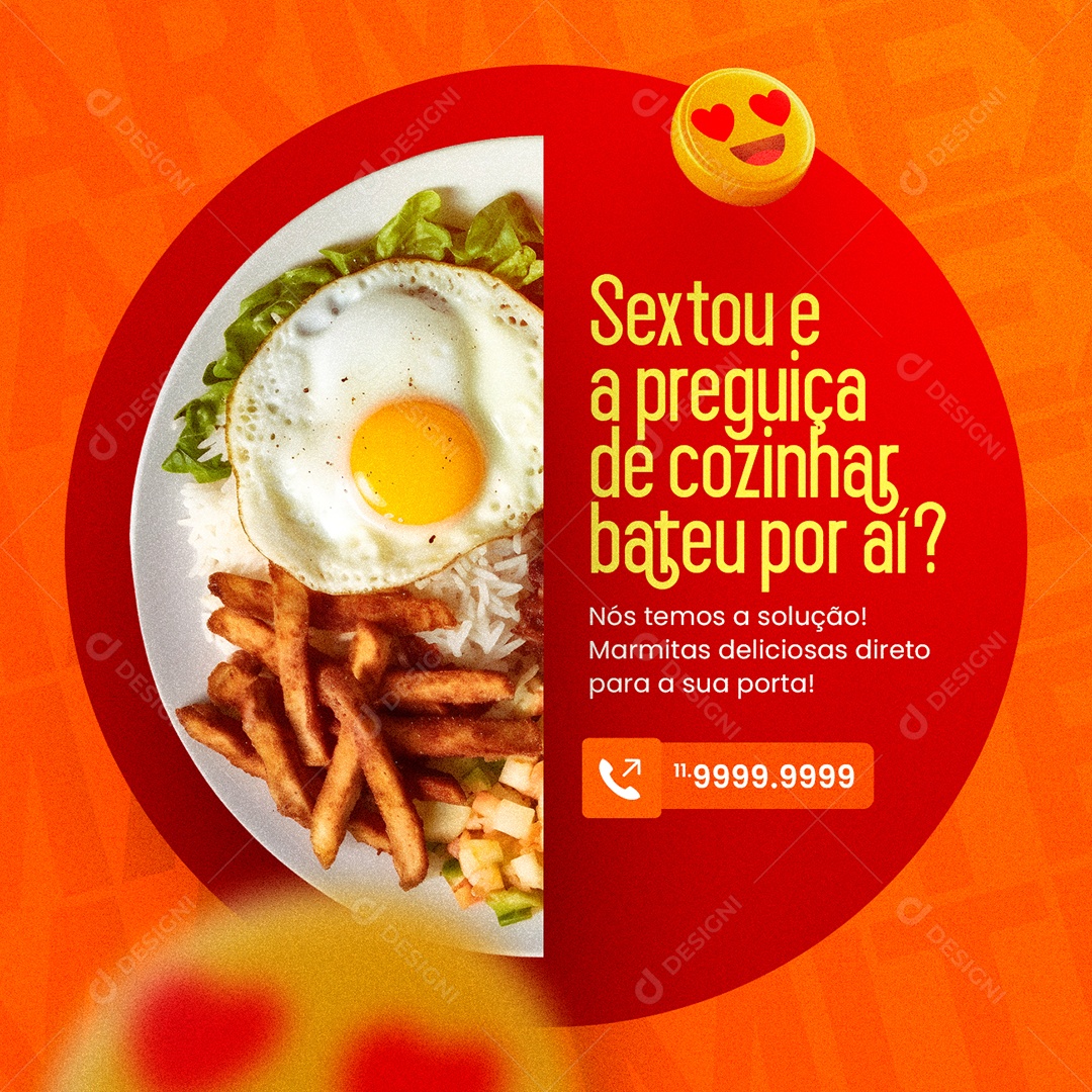 Marmitex Restaurante Marmitas deliciosas direto para a sua porta Social Media PSD Editável