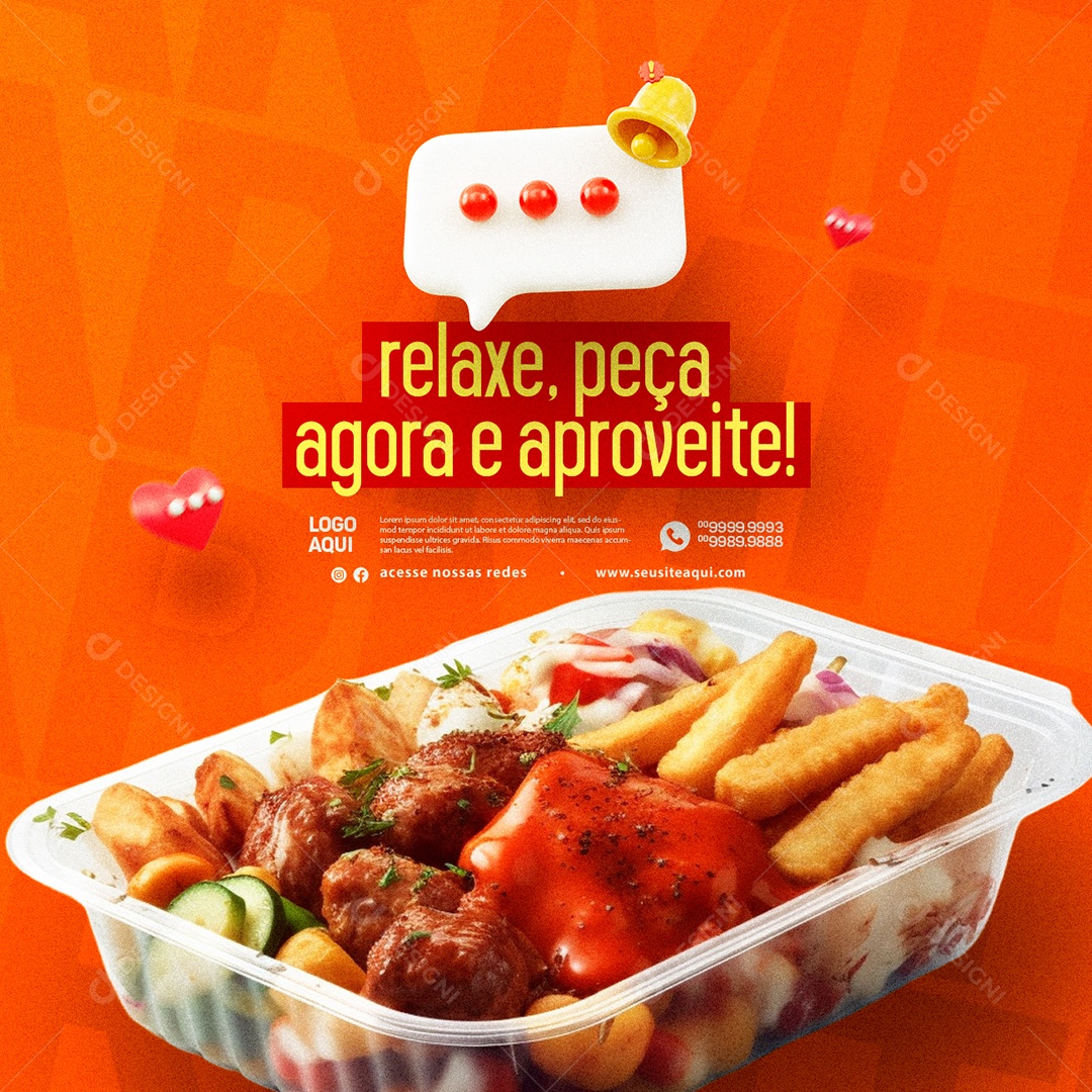 Marmitex Restaurante Relaxe Peça agora e Aproveite Social Media PSD Editável