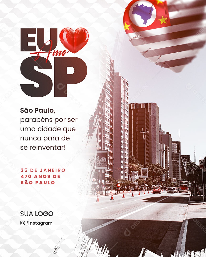 Aniversário São Paulo 25 De Janeiro 470 Anos Social Media PSD Editável