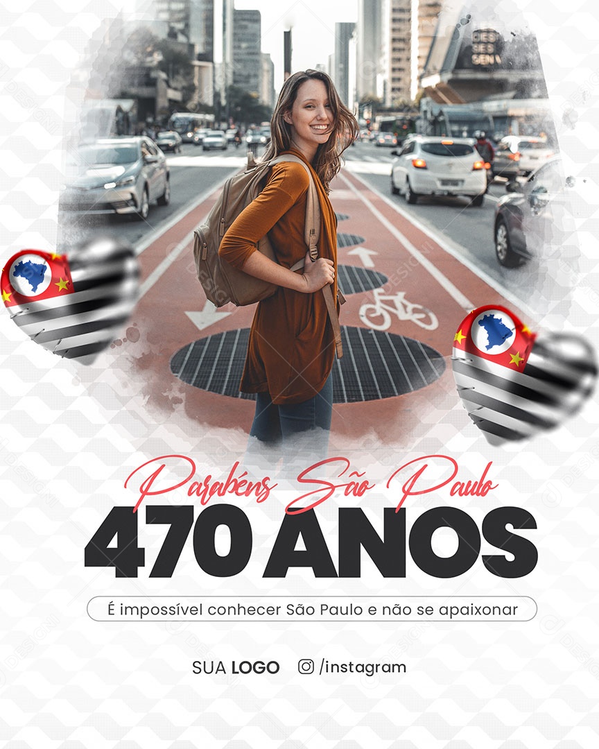 Aniversário São Paulo 25 De Janeiro 470 Anos é Impossível Conhecer e não e se Apaixonar Social Media PSD Editável