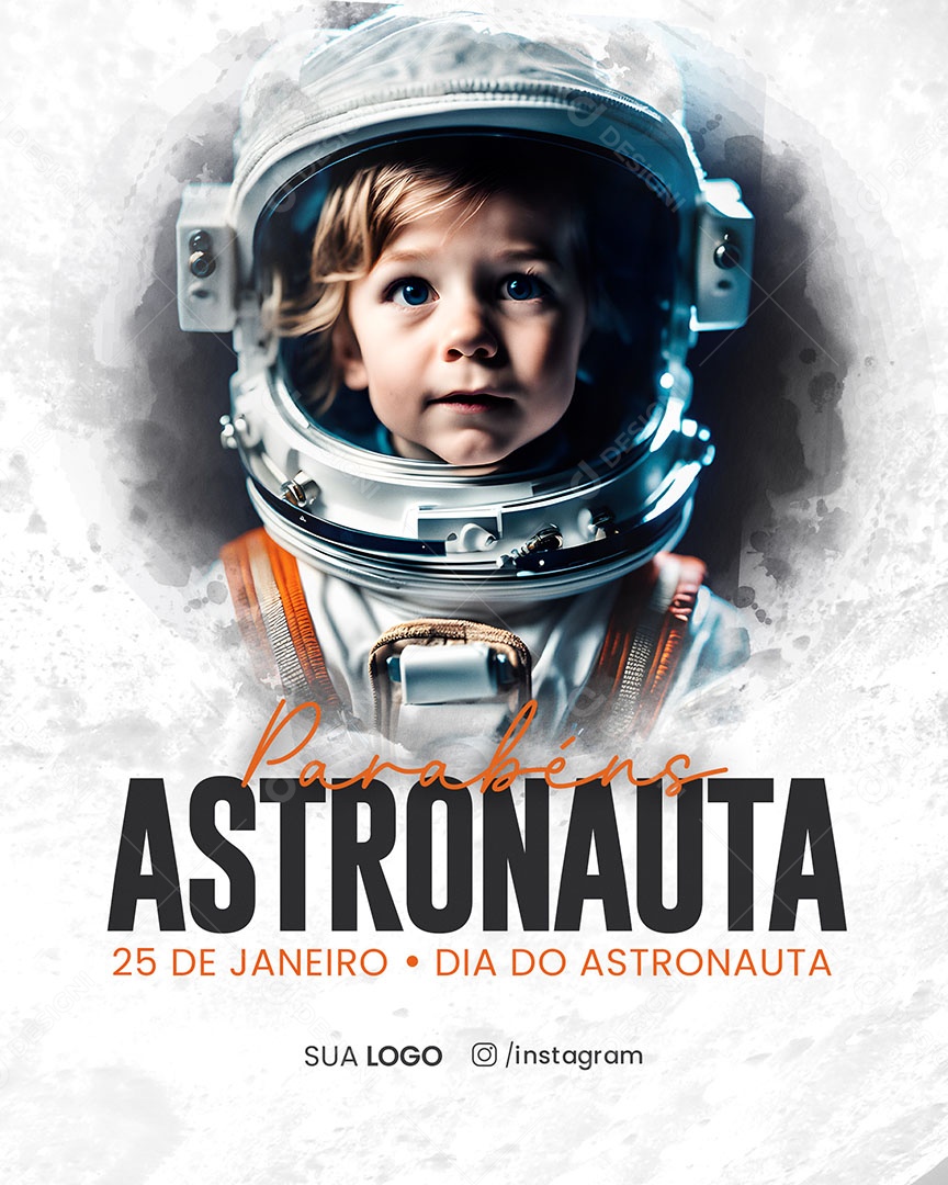 Dia do Astronauta 09 de Janeiro Parabéns Social Media PSD Editável