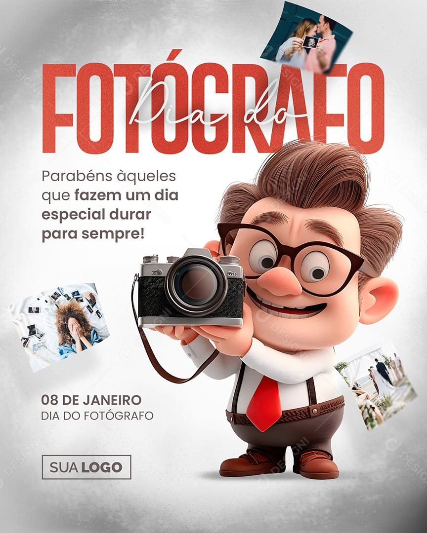 Dia Do Fotógrafo 08 De Janeiro Parabéns Social Media PSD Editável