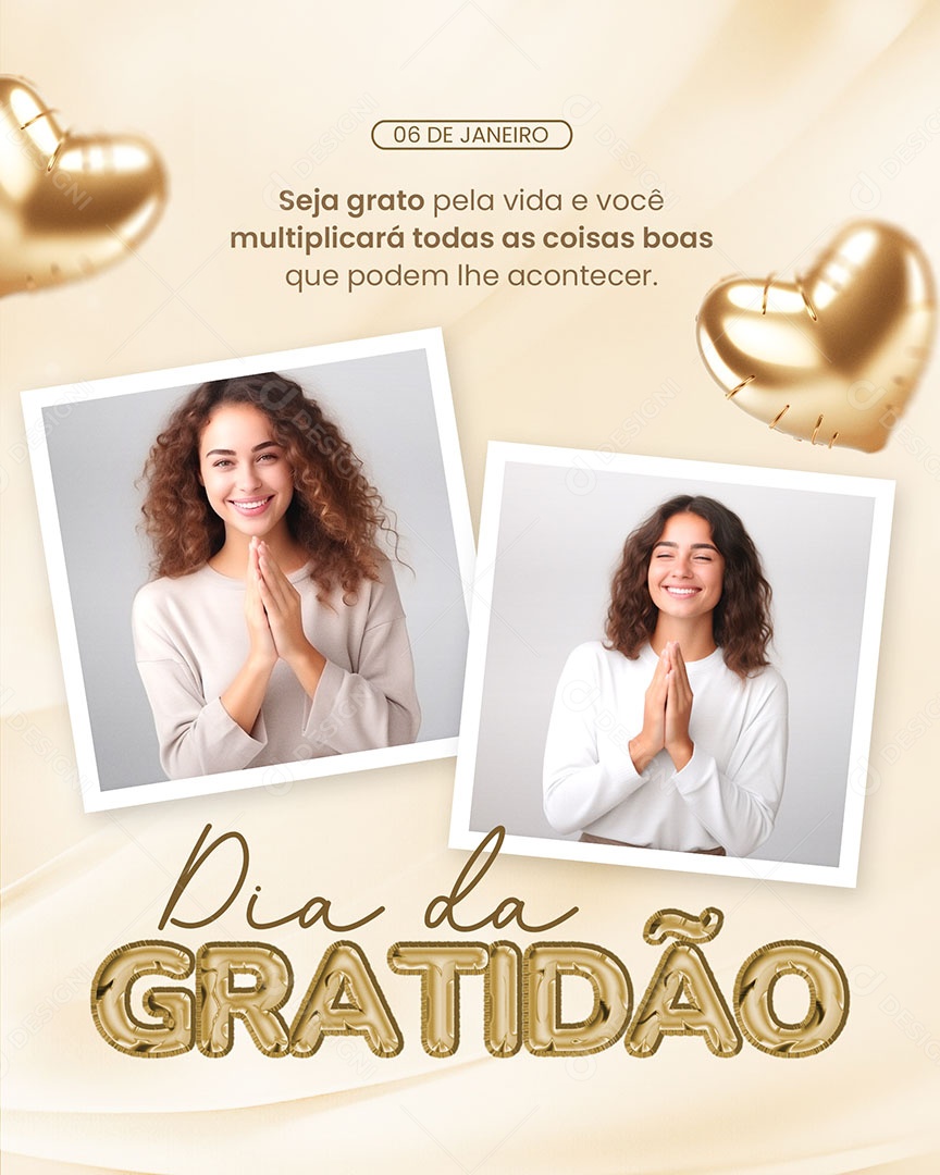 Dia da Gratidão 06 de Janeiro Social Media PSD Editável
