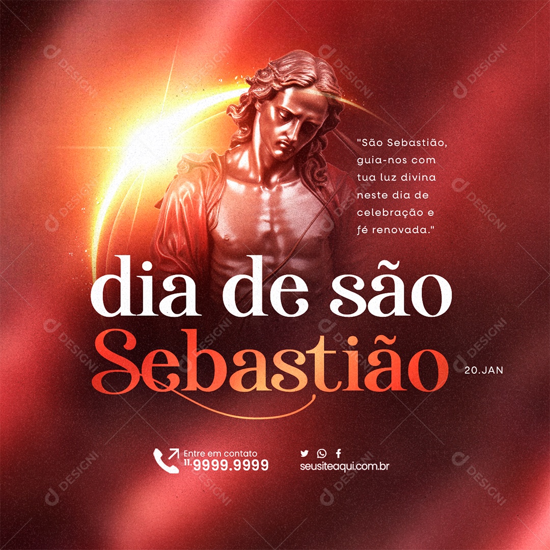 Dia de São Sebastião 20 De Janeiro Guia nos com a tua luz divina Social Media PSD Editável
