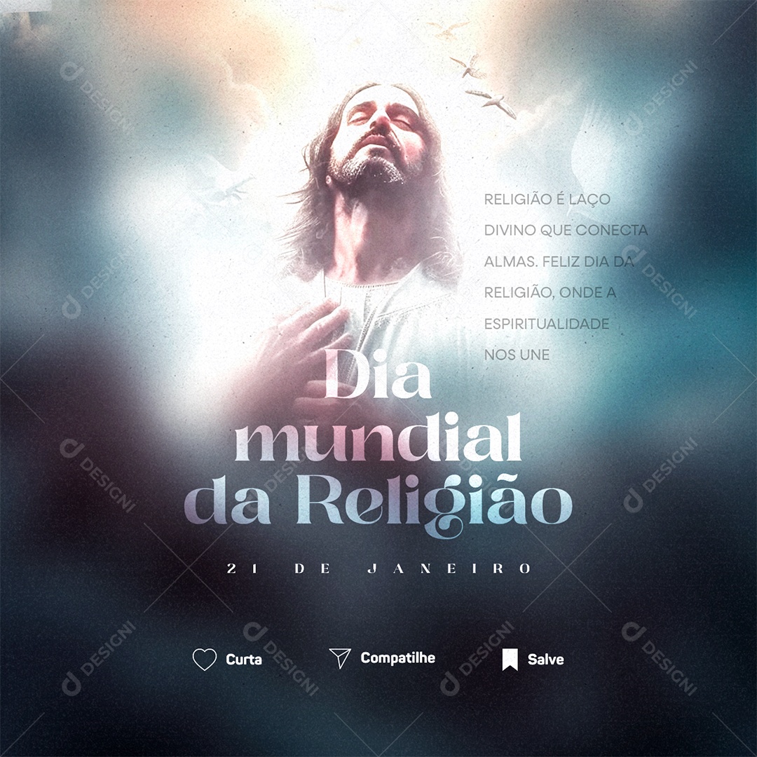 Dia Mundial da Religião 21 De Janeiro Religião é Laço Divino Social Media PSD Editável