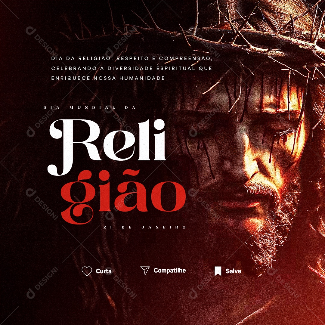 Dia Mundial da Religião 21 De Janeiro Respeito e Compreensão Social Media PSD Editável