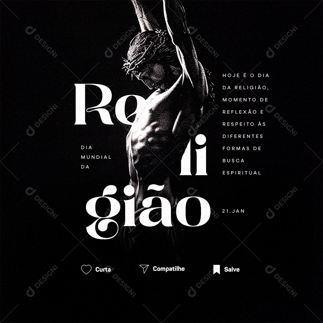 Dia Mundial da Religião 21 De Janeiro Momento de Reflexão e Respeito Social Media PSD Editável