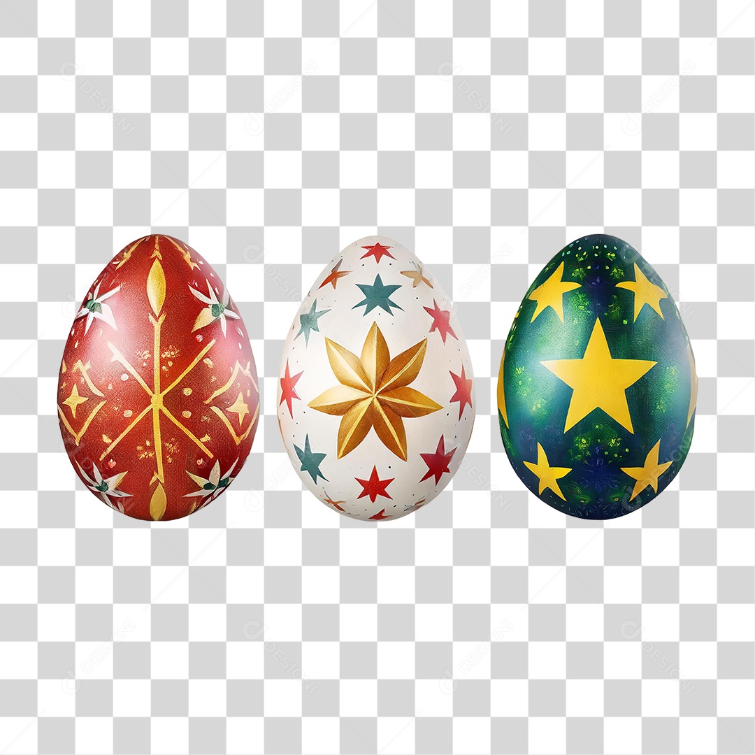 Ovos de Páscoa Coloridos Desenhados PNG Transparente