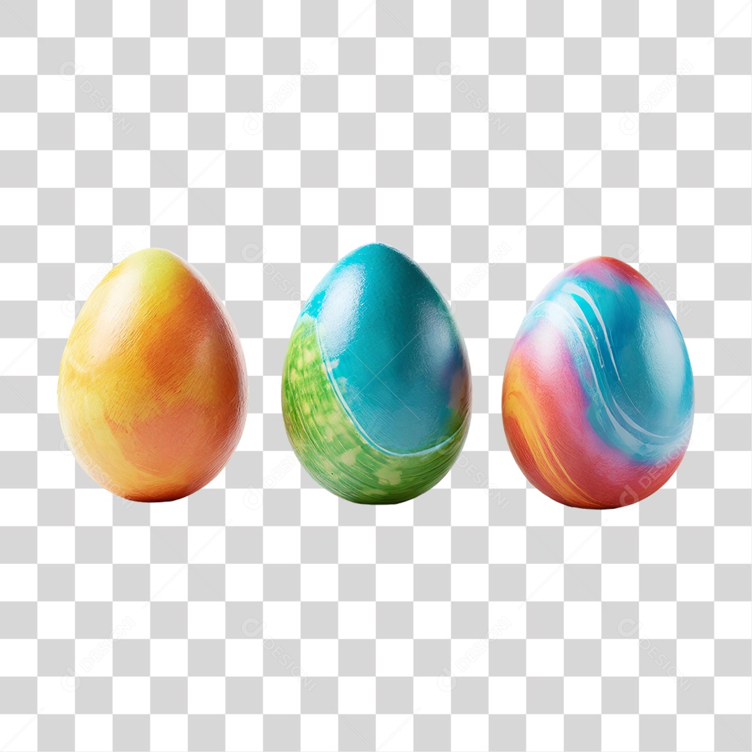 Ovos da Páscoa Coloridos PNG Transparente