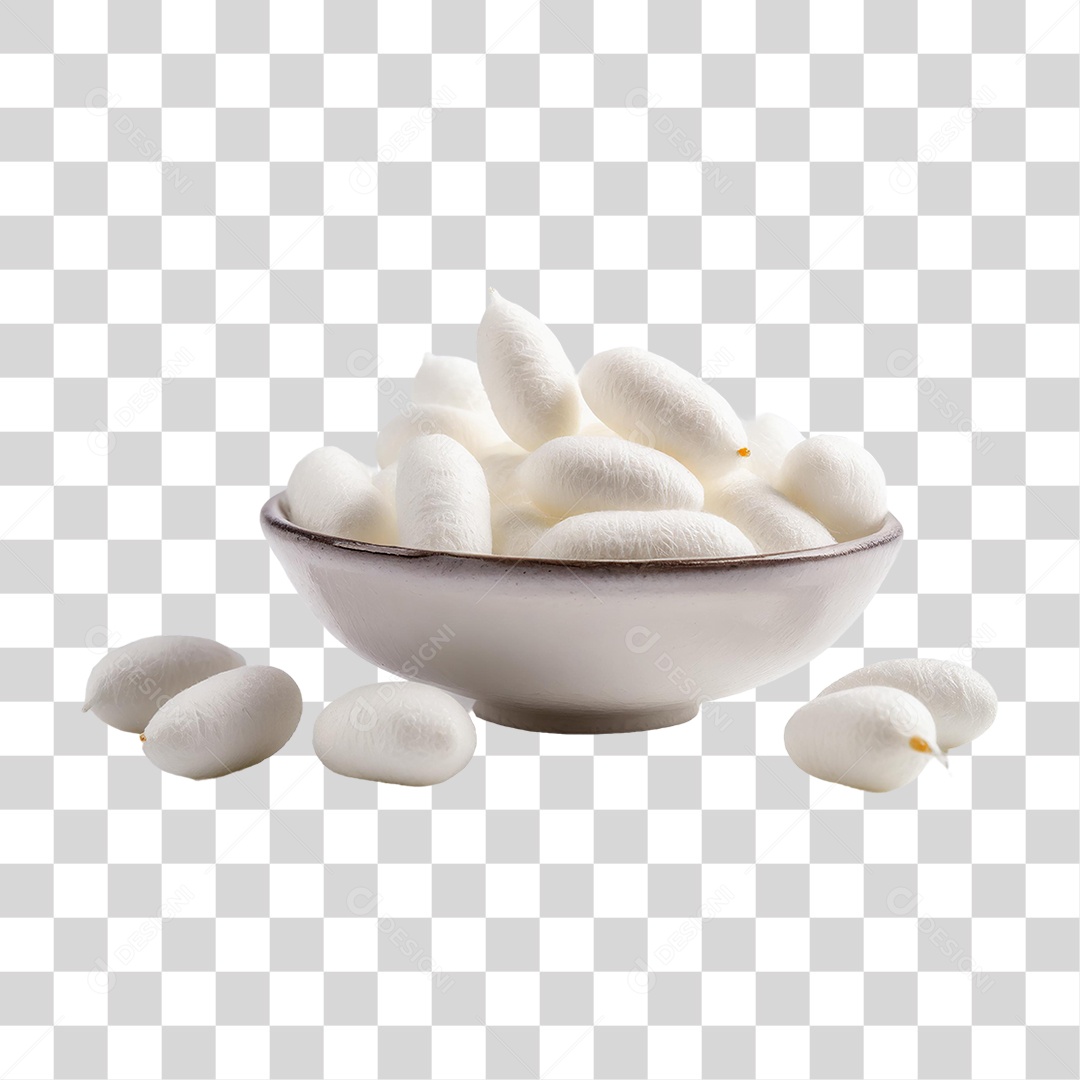 Casulos de Bicho da Seda Branco em uma Tigela PNG Transparente