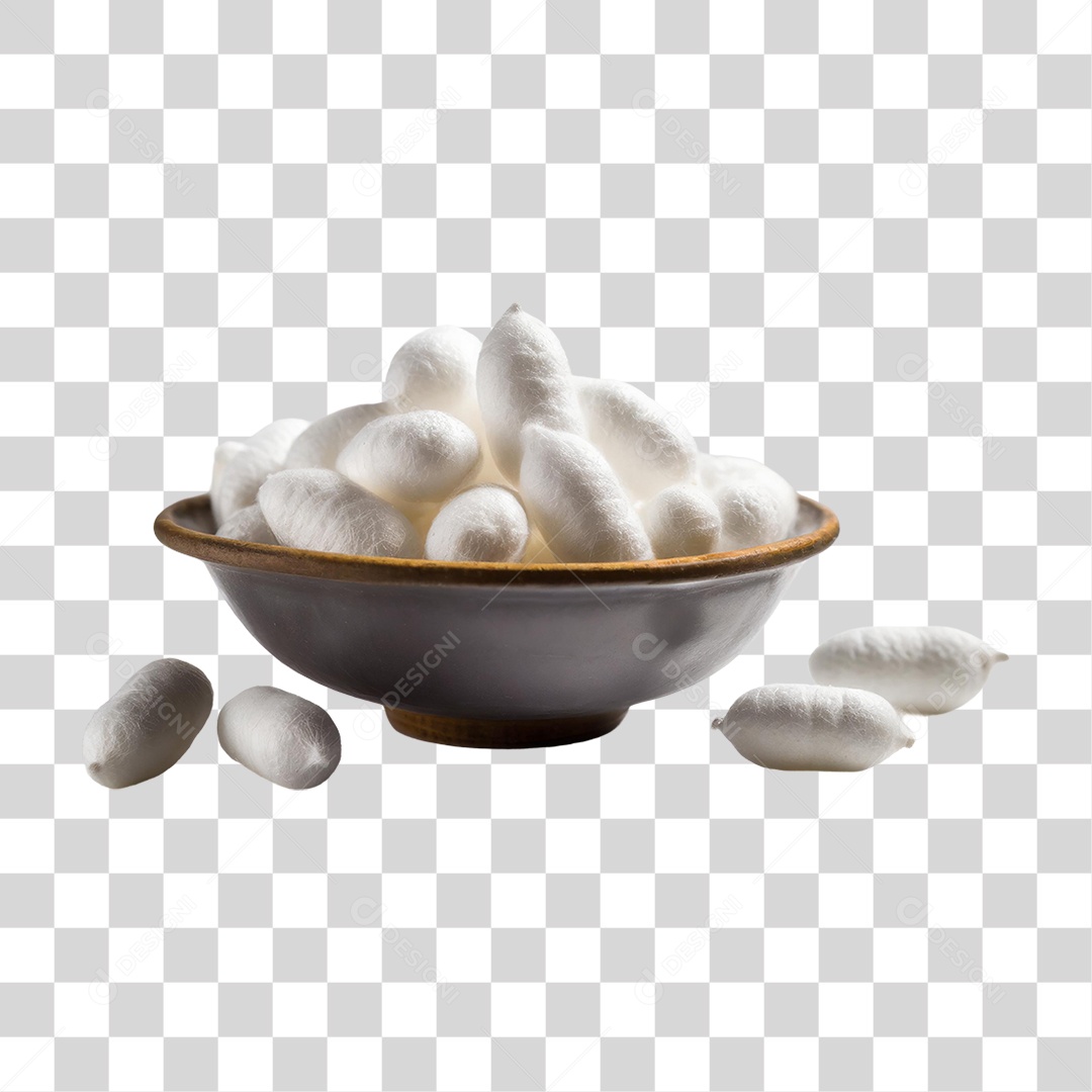Casulos de Bicho da Seda Branco em uma Tigela PNG Transparente