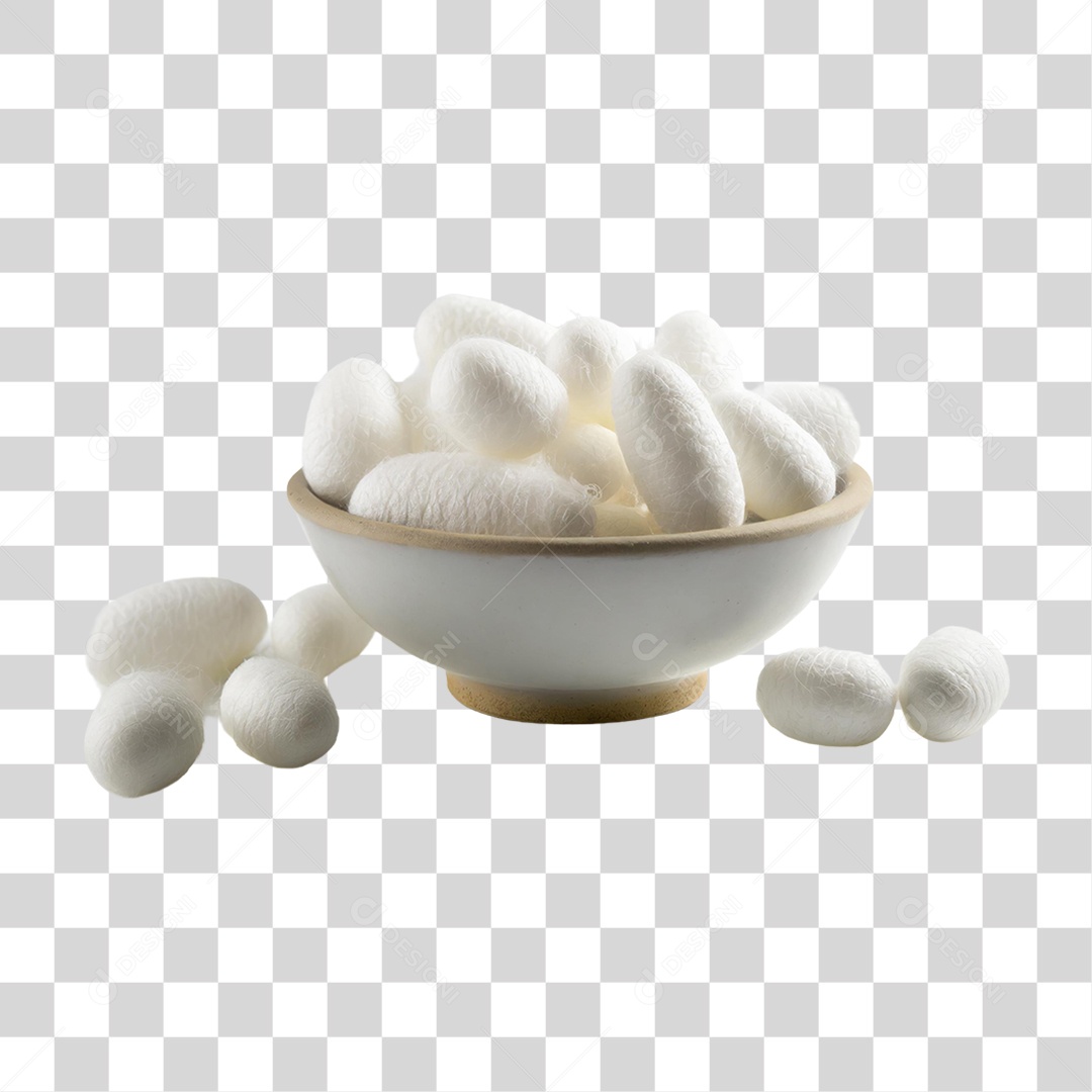 Casulos de Bicho da Seda Branco em uma Tigela PNG Transparente