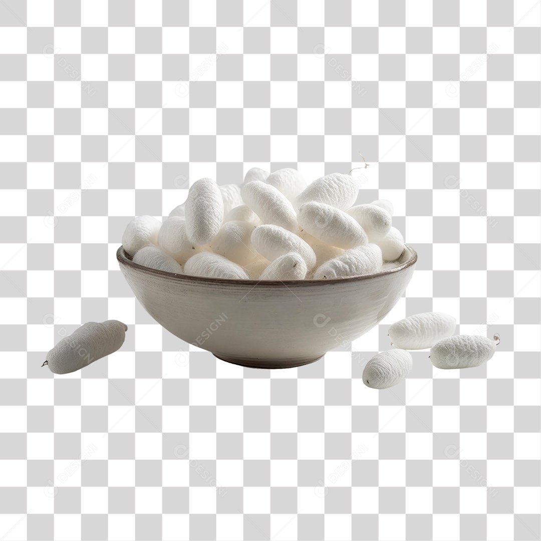 Casulos de Bicho da Seda Branco em uma Tigela PNG Transparente