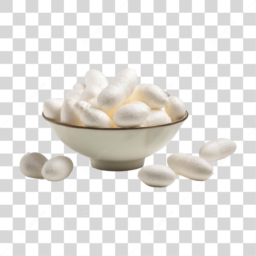 Casulos de Bicho da Seda Branco em uma Tigela PNG Transparente
