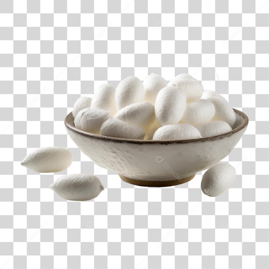 Casulos de Bicho da Seda Branco em uma Tigela PNG Transparente