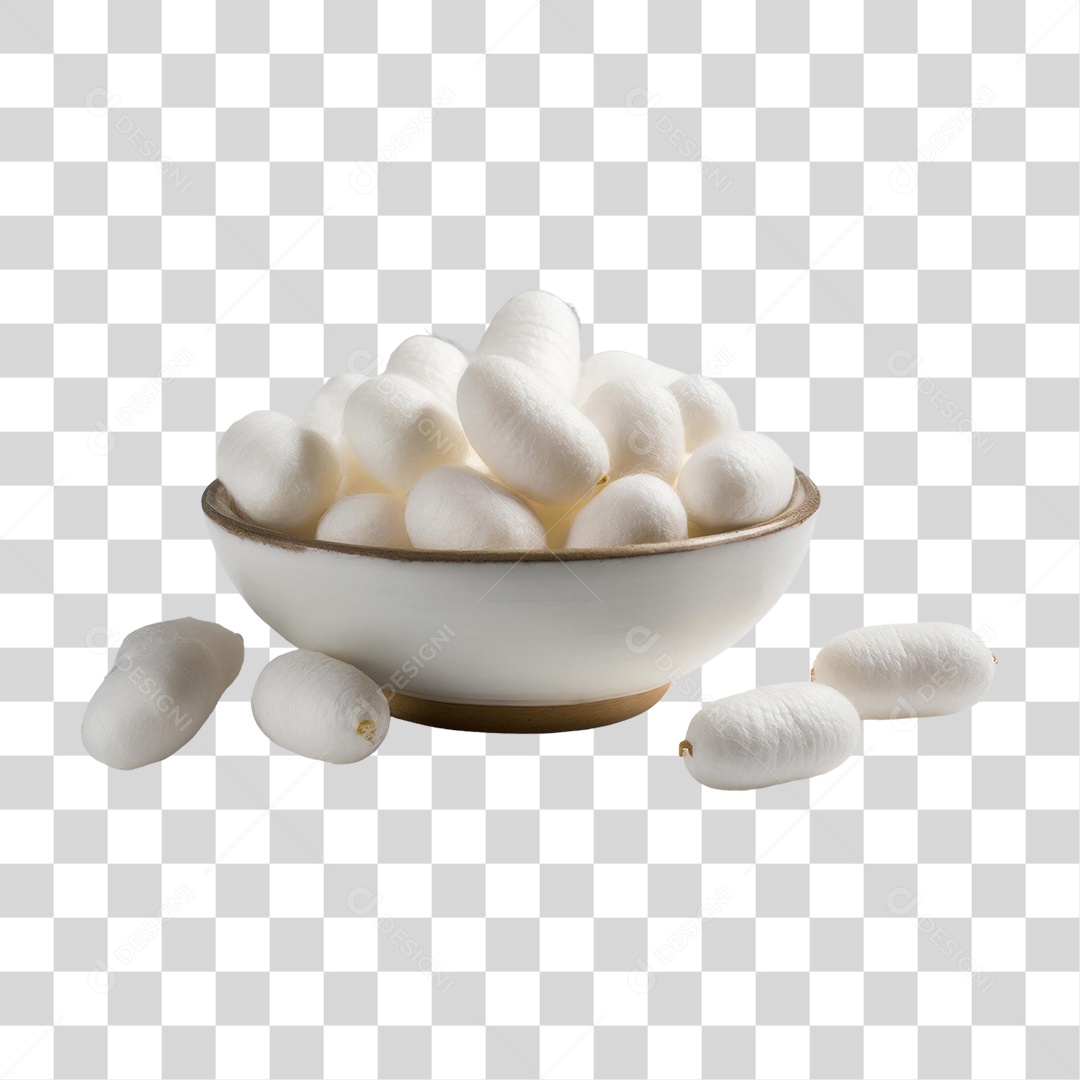 Casulos de Bicho da Seda Branco em uma Tigela PNG Transparente